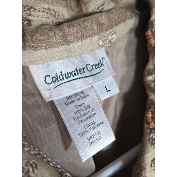 Coldwater Creek women's large jacket embroidered. beaded,Beige,100% Silk - Picture 3 of 6